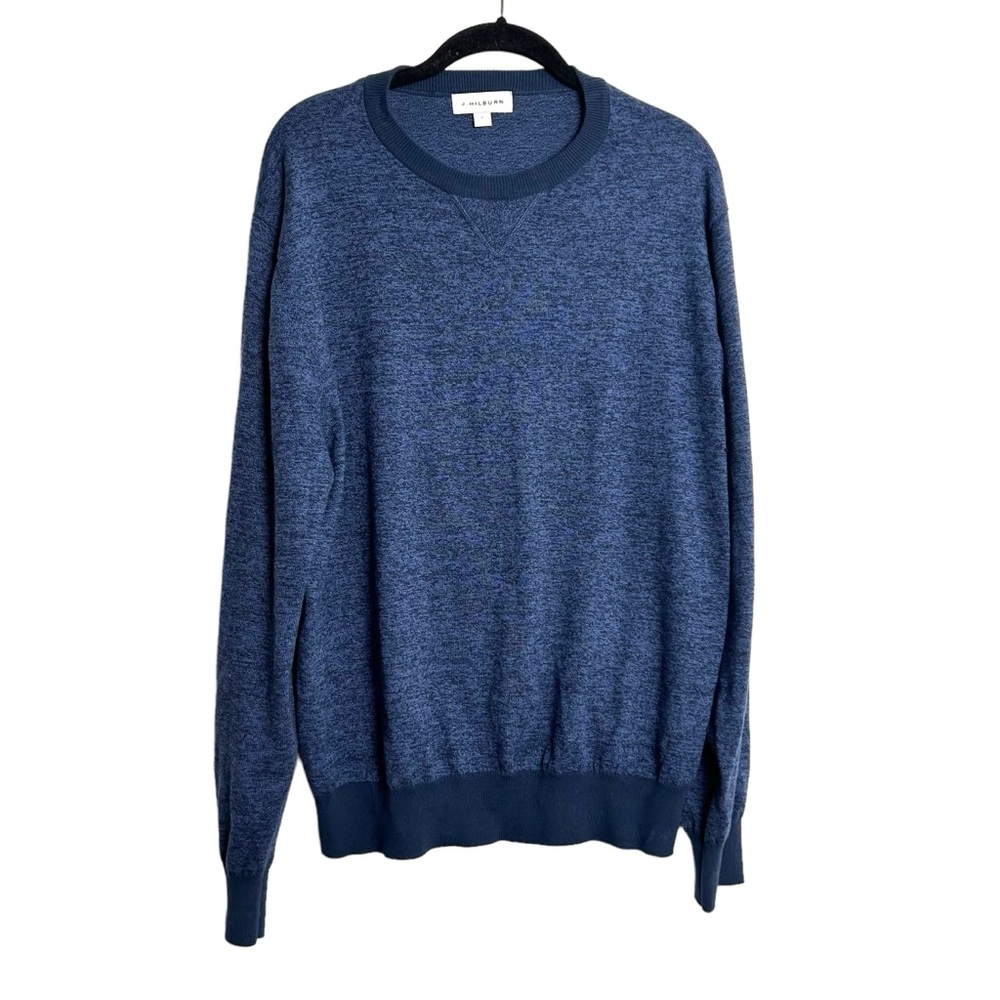 J Hilburn Sweater shirt Men's L EUC Blue Cotton 5%‎ Cashmere Long Sleeve